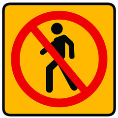 No trespassing sign, no access for pedestrians prohibition sign, authorized personnel only, do not walk or stand here vector footprint  in prohibition sign, no crossing pictogram. vector illustration.