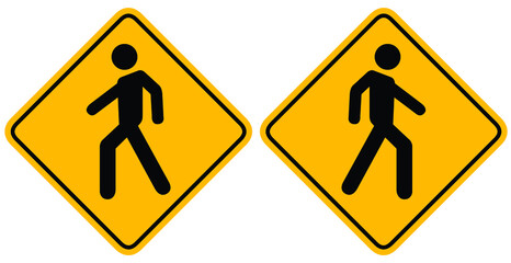 Social distancing concept for preventing coronavirus covid-19 with One way or work way sign, exit this way in black man icon on yellow sign background. vector illustration. 