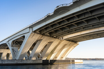 Beneath the Woodrow Wilson Bridge, which spans the Potomac River between Alexandria, Virginia and the state of Maryland.