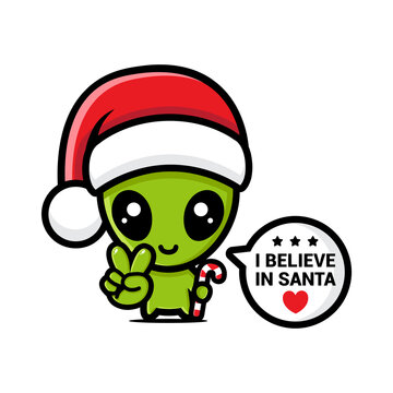 cute alien santa character