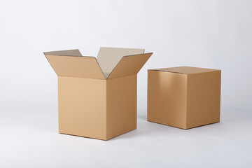 Delivery cardboard box mockup - obrazy, fototapety, plakaty