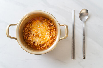 Korean spicy instant noodle with cheese