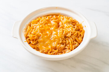 spicy instant noodle with cheese