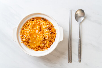 spicy instant noodle with cheese