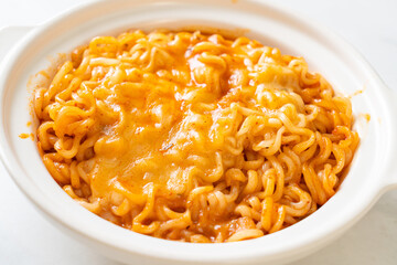 spicy instant noodle with cheese