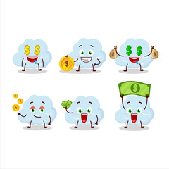 Blue cloud cartoon character with cute emoticon bring money