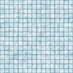 Seamless pattern. A texture made up of uneven squares. Silver-blue shades. Winter colors.