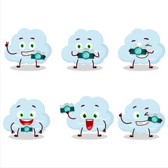 Photographer profession emoticon with blue cloud cartoon character