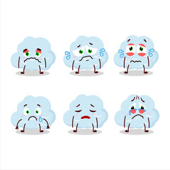 Blue cloud cartoon character with sad expression