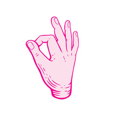 Obraz premium Okay hand gesture in vector graphic. Symbolism and expression of positivity, no problem, approval, excellence, and agreement. Ready to use design 