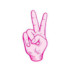 Peace/V hand gesture in vector graphic. Universal symbolism and expression of peace, cool, love, friendly treaty, and harmony. Ready to use design 