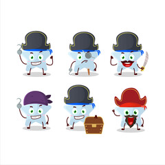 Cartoon character of blue star with various pirates emoticons