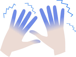 Obraz premium 冷え性で指先が冷たい手のイラスト