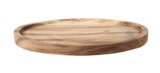 empty wooden tray on white background