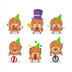 Cartoon character of snowball cookies with various circus shows