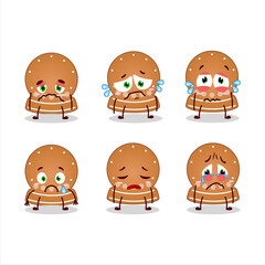 Snowball cookies cartoon character with sad expression