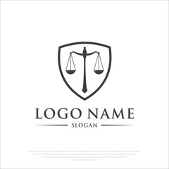 Law logo design. Lawyer or Justice design template. Vector illustration