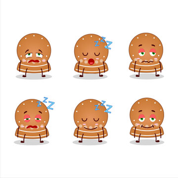 Cartoon character of snowball cookies with sleepy expression