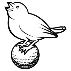 chirping bird vector on golf ball background
