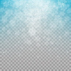 Blue snowflake background with transparent effect for Christmas and New Year winter holidays