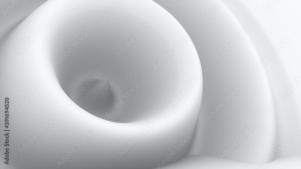 Aufkleber abstract white shape with impulse circular waves, computer generated. 3d rendering of fractal backdr