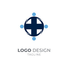 Healthy human logo, Medical cross people logo vector