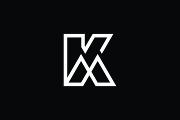 KM logo letter design on luxury background. MK logo monogram initials letter concept. KM icon logo design. MK elegant and Professional letter icon design on black background. M K MK KM - obrazy, fototapety, plakaty