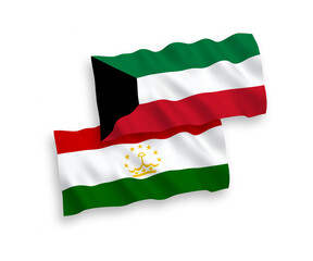 Flags of Tajikistan and Kuwait on a white background