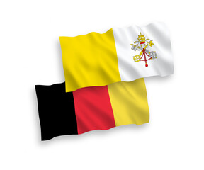 Flags of Belgium and Vatican on a white background