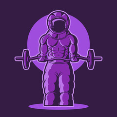 astronaut gym vector illustration