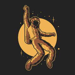astronaut dancing on space happy vector illustration