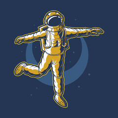astronaut dancing on space vector with moon background
