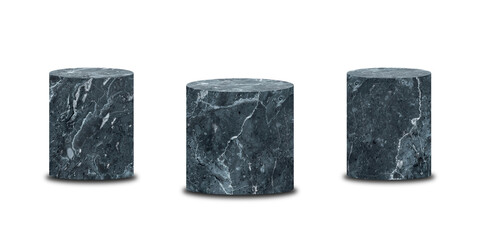 Marble stone stage or podium grunge texture on white background for product showing. (Clipping path)