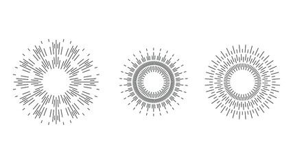 Set Abstract Collection Starburst Black Line Doodle Spark Design Elements Vector