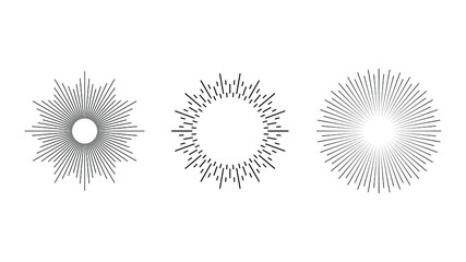 Set Abstract Collection Starburst Black Line Doodle Spark Design Elements Vector