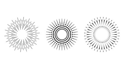 Set Abstract Collection Starburst Black Line Doodle Spark Design Elements Vector