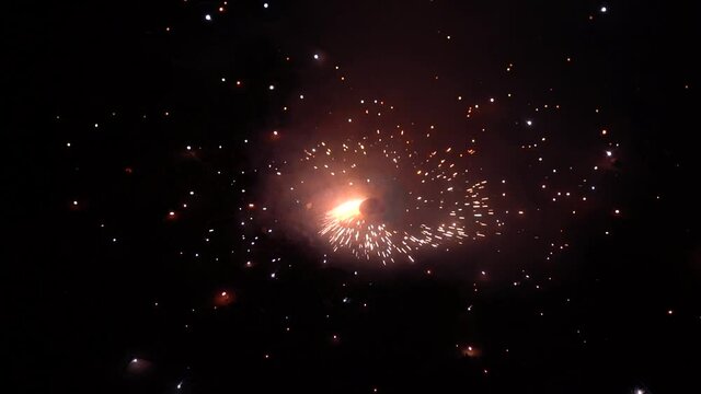 Closeup shot of Ground Spinner fireworks during the diwali festival in India
