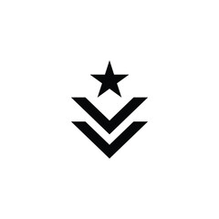 Military rank icon simple vector sign and modern symbol. Military rank vector icon illustration, isolated on white background. Military rank icon in flat design 