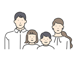 小さな子どものいる家庭・若いファミリーの上半身イラスト素材