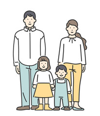 小さな子どものいる家庭・若いファミリーの全身イラスト素材