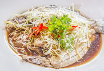 Steamed pomfret with soy sauce