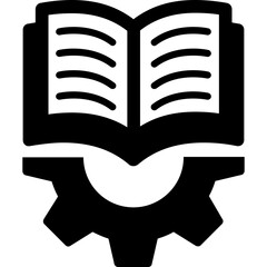 
A book with half cogwheel
