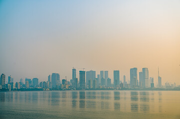Obraz premium city skyline at sunset