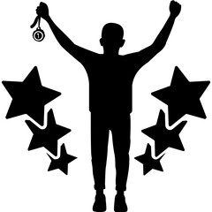 
A businesswomen or professional employee with five stars
