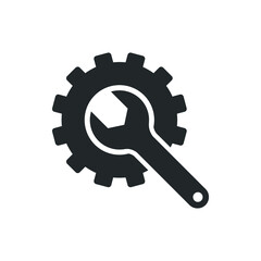 gear and wrench icon. gear and wrench icon vector. gear and wrench icon isolated on white background