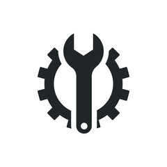 gear and wrench icon. gear and wrench icon vector. gear and wrench icon isolated on white background