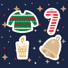 bundle of four merry christmas icons