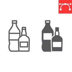 Drinks line and glyph icon, soda and whisky, alcohol sign vector graphics, editable stroke linear icon, eps 10.