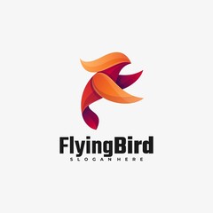 Vector Logo Illustration Flying Bird Gradient Colorful Style.