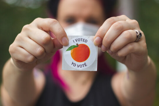 LAWRENCEVILLE, UNITED STATES - Oct 29, 2020: A Georgia Voter  Displays Her 